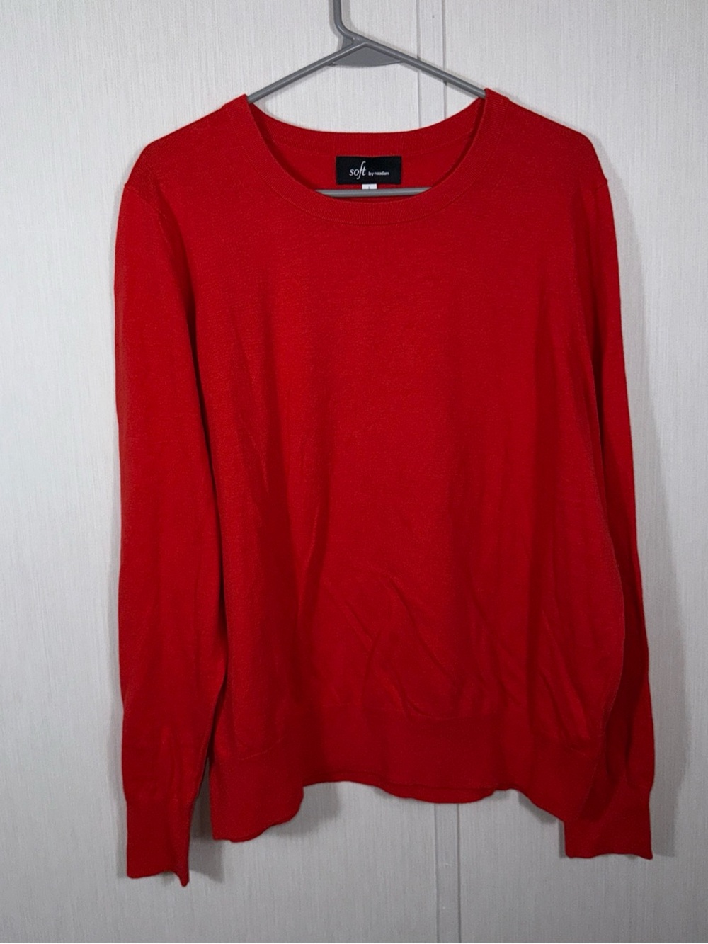 Soft Naadam Sweater Mens L Red Cashmere Blend Crew Neck Pullover Career Golf